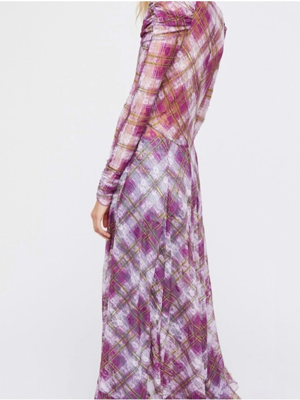 Free people Rudi tartan lace plaid maxi dress nwt large - Picture 2 of 14